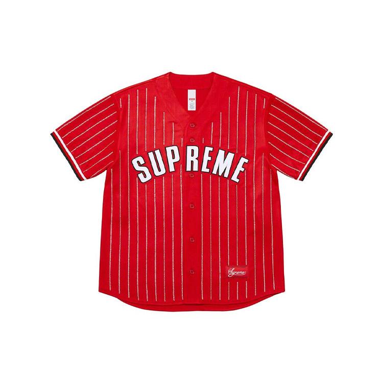 Supreme Rhinestone Stripe Baseball Jersey SUP-SS22-920