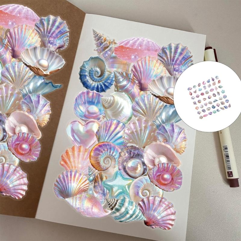 50Pcs Marine Themed Sticker Water Resistant Oceanic Decorative Sticker for Scrapbooking Water Bottle Phone Case Guitar