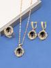 12-Colors Colorful Zircon Jewelry Accessories  Gold Plated Bridal Wedding Sets Necklace And Earrings Ring For Women Gift