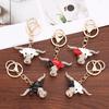 Creative Bull Head Keychain Alloy Animal Pendant with Colored Rhinestone Lobster Clasp Stylish Accessory for Keys Bags Backpacks Gift
