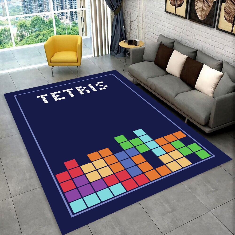 3D Retro Game Tetris Gamer Cartoon Area Rug,Carpet for Home Living Room Bedroom Sofa Doormat Decor,kid play Non-slip Floor Mat