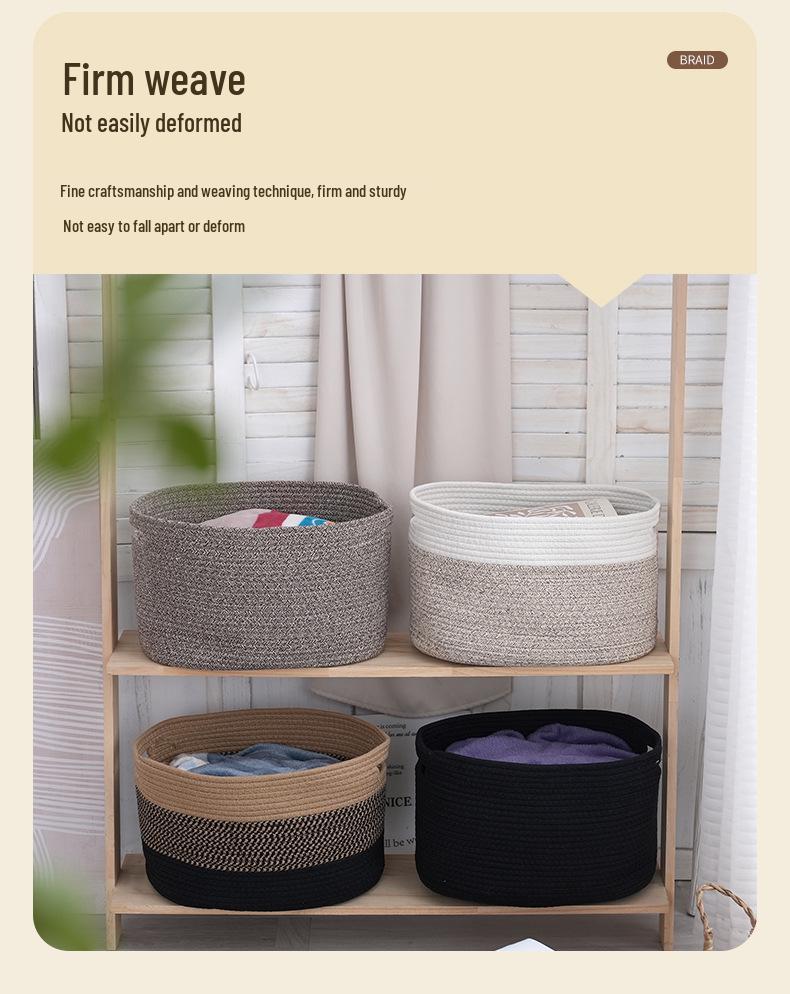 Large Cotton Rope Woven Basket for Living Room Storage - Ideal for Toys and Sundries