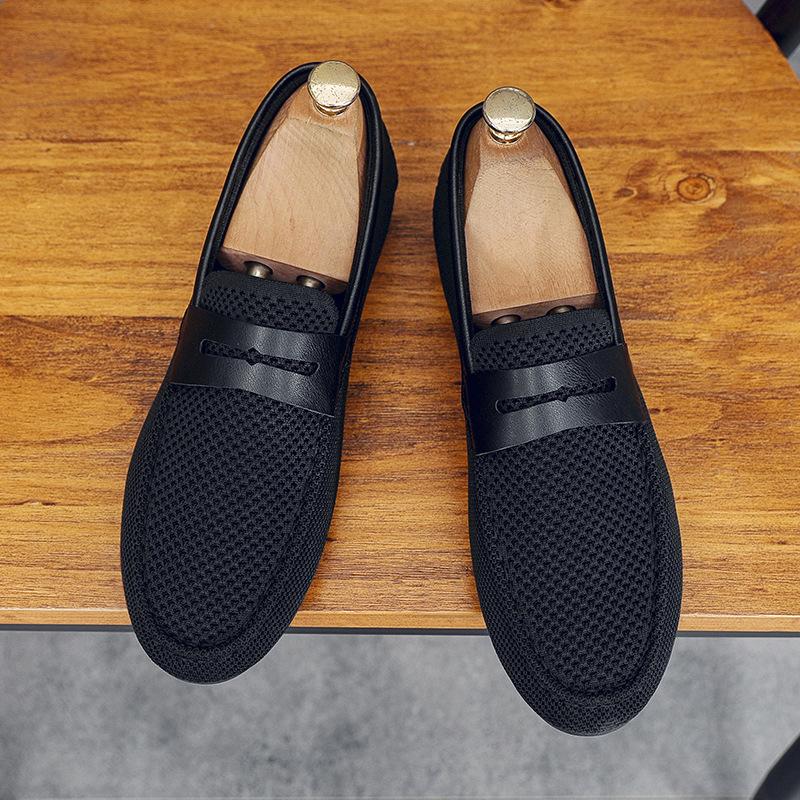 Doudou Shoes Men's Mesh Fly-woven Casual Lazy Shoes Business Soft Sole Breathable Fashion Trend One-pedal Loafers