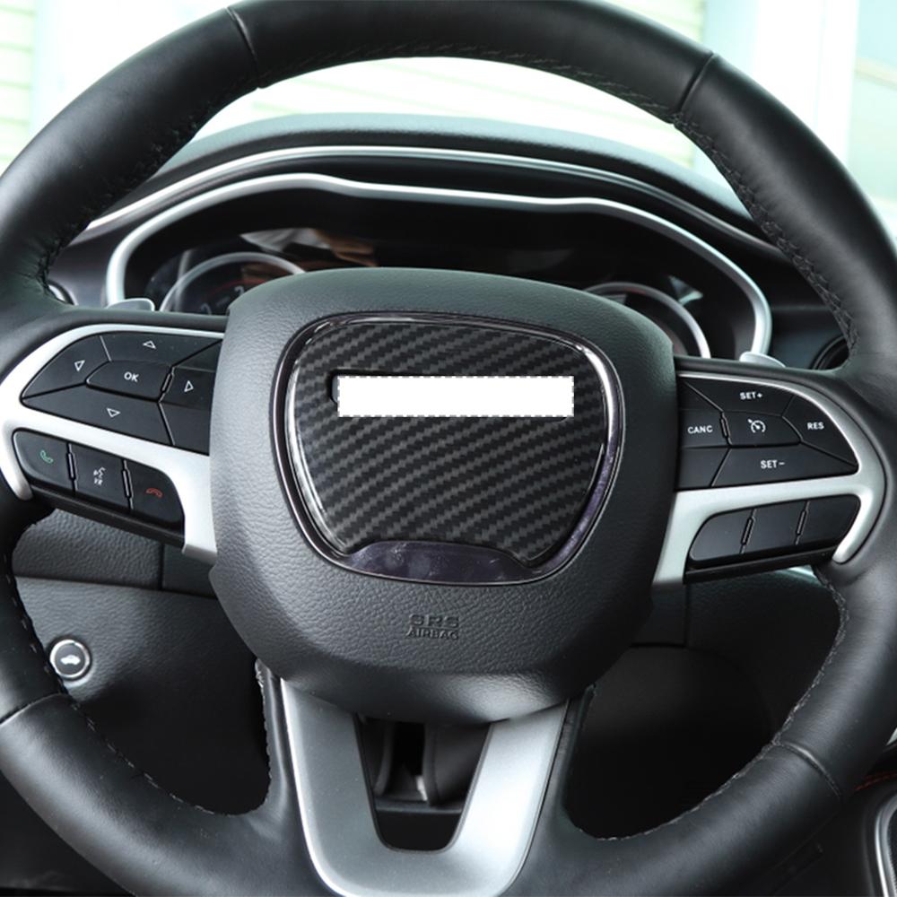 Car Center Steering Wheel Decoration Cover Trim Stickers for Dodge Challenger Charger 2015-2025 2025 Carbon Interior Accessories