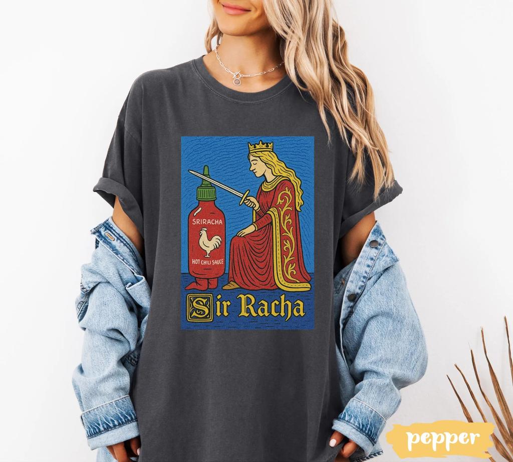 Plus Size Summer Womens Vintage Sir Racha TShirt Cotton Breathable Stylish Versatile Street Style Oversized