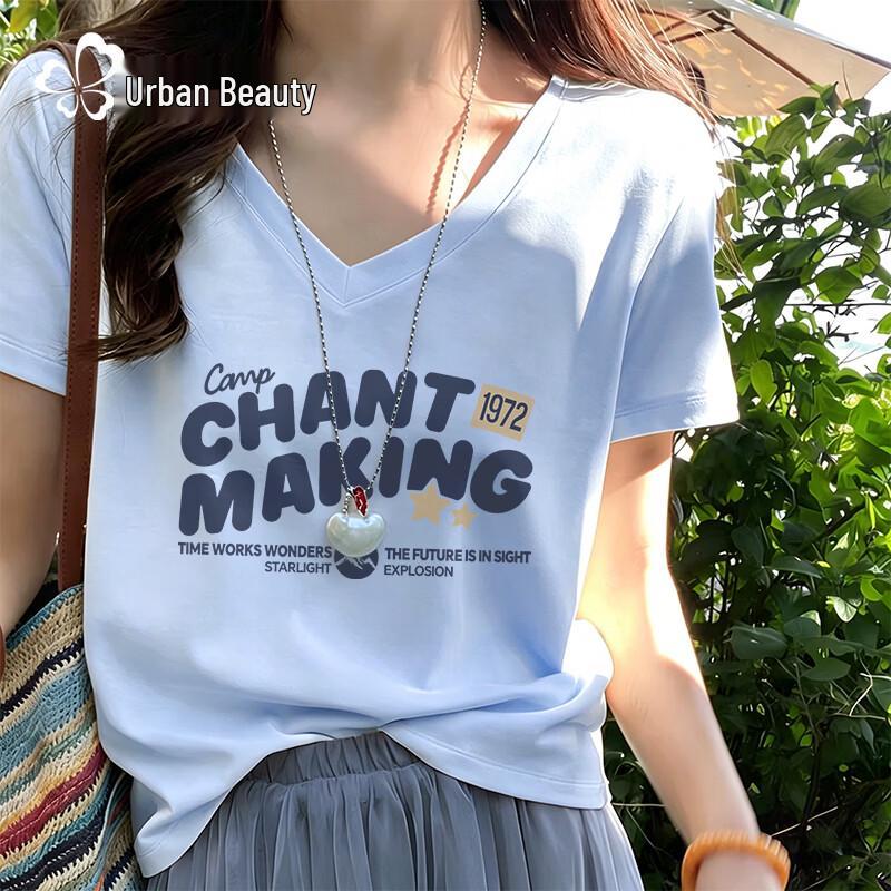 Dushi Liren Women s 2026 Summer Antibacterial Cooling V-Neck T-Shirt XL