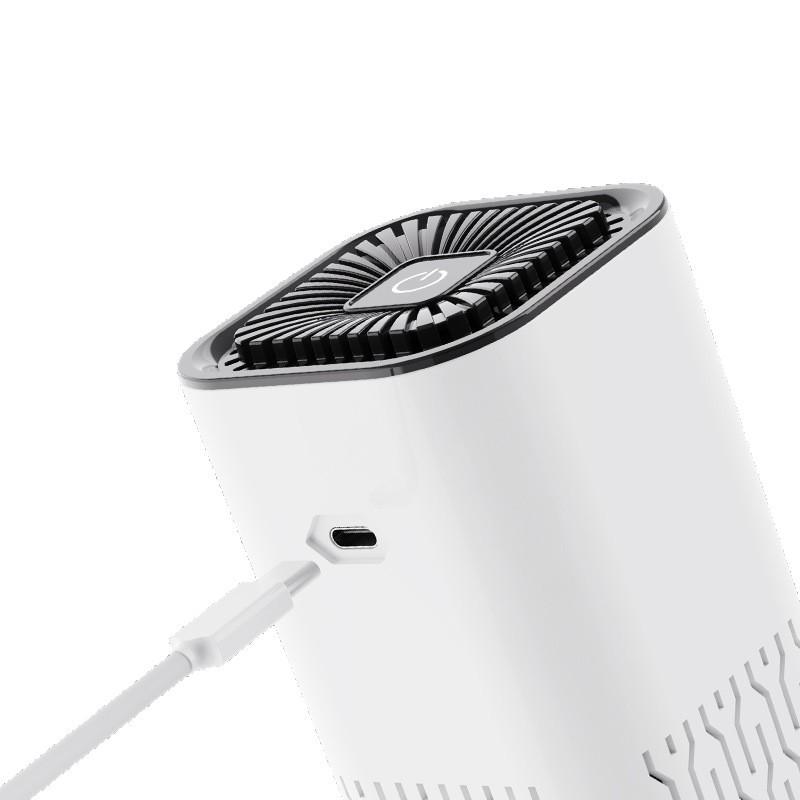 USB Air Purifier with Activated Carbon Filter and Aroma, Removes Odors and Formaldehyde, for Car, Home, or Desktop.