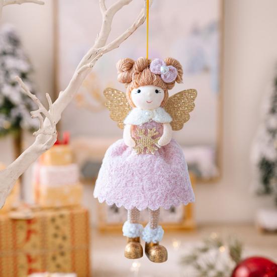 Christmas Angel Ornament Plush Felt Doll Festive Christmas Tree Decoration with Lanyard Holiday Spirit Hanging Pendant