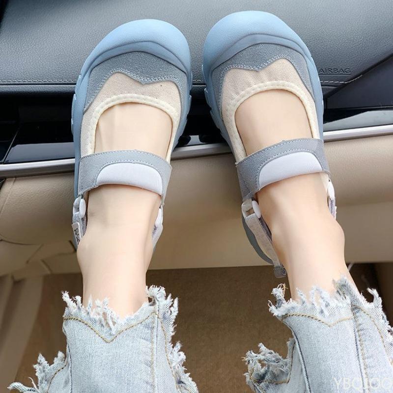 Fashion New Round Toe Thick Soled Women's Casual Comfortable Shoes Color Blocking Simple Fashionable Versatile Single Women Shoes