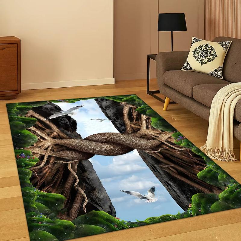 

3D Abyssal Crack Suspension Bridge Rug Living Room Sofa Decor 3D Underwater Carpet Bedroom Kid Play Mat Non Slip Floor Doormat 40x60CM