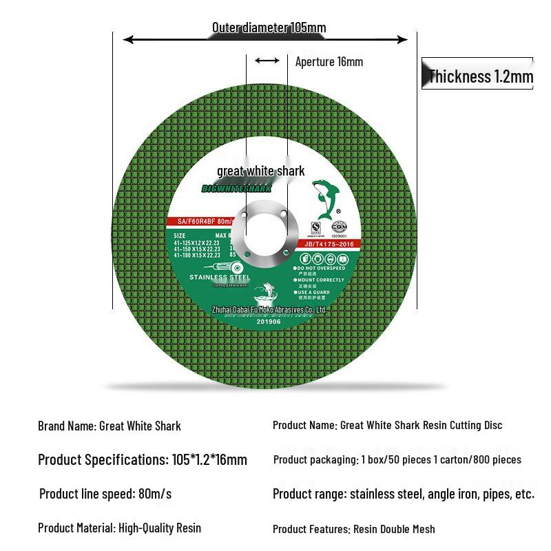 Great White Shark 4" Ultra-Thin Cutting Disc for Metal and Stainless Steel
