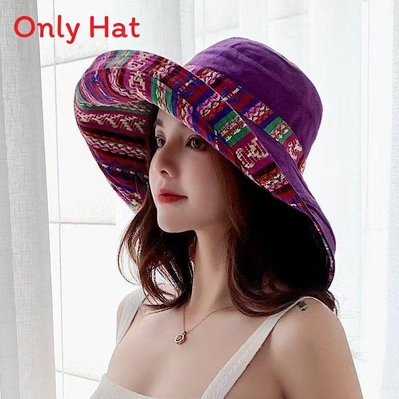 Fisherman Hat Women Pure Cotton Wide Brim Uv Protection Breathable Foldable Summer Outdoors