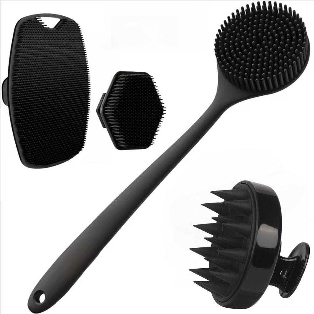4PCS Set Silicone Body Scrubber Soft Exfoliating Brush for Face Gentle Shower Massage and Skin Cleansing Bathroom Accessories
