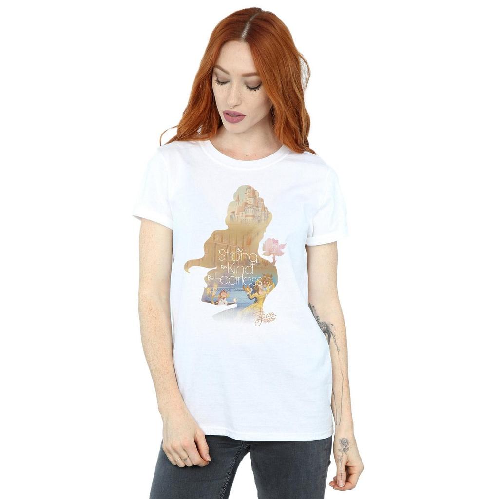 Disney Princess Womens/Ladies Belle Filled Silhouette Cotton Boyfriend T-Shirt