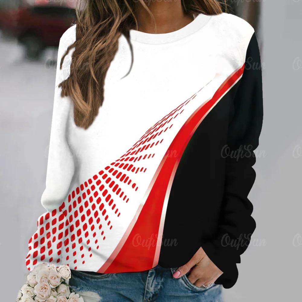 

Женская хлопковая футболка Harajuku, одежда с градиентным принтом, футболка с длинными рукавами и круглым вырезом, свитер большого размера, модная блузка 2023, свободный топ