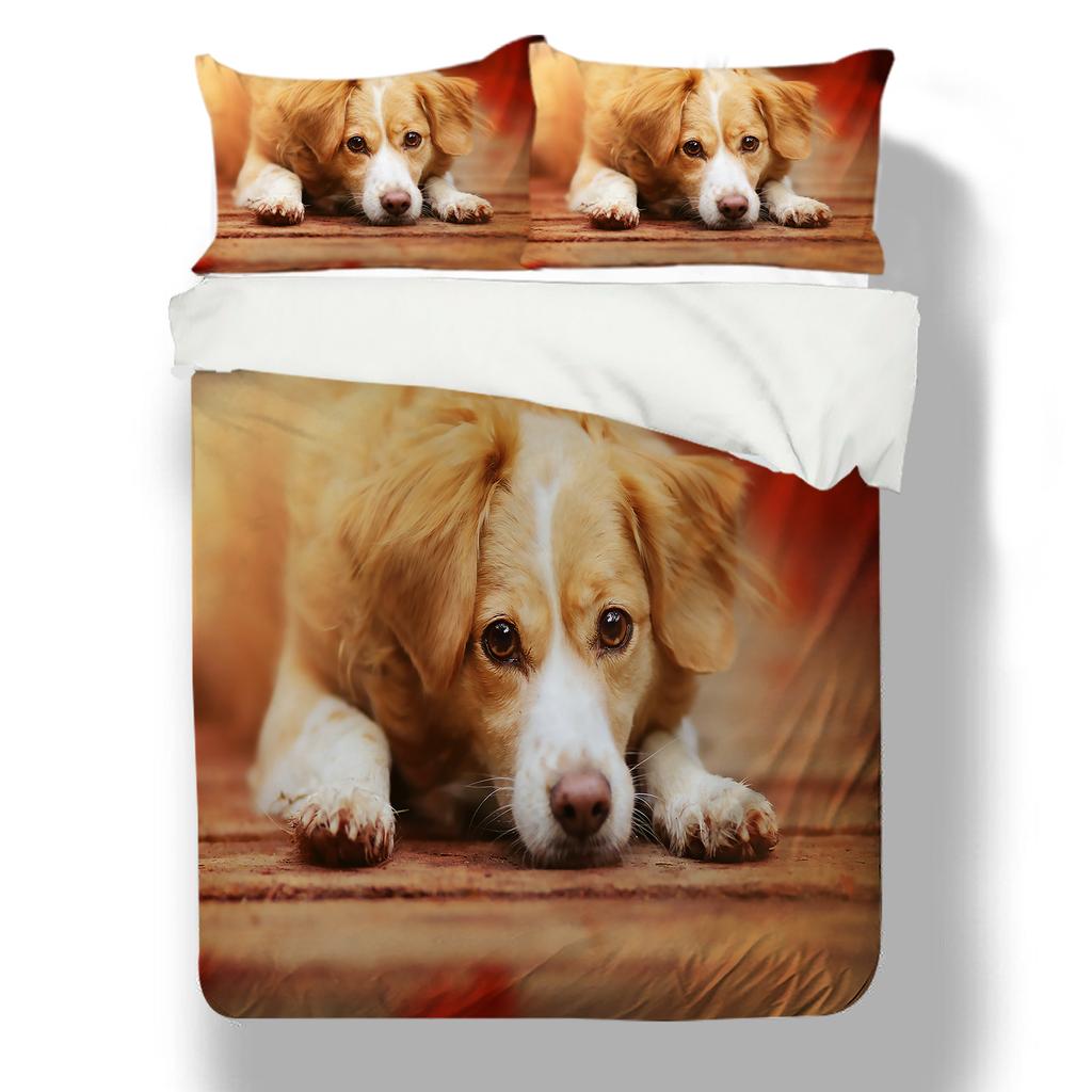 Set de lenjerie de pat cu model pentru animale de companie 3D Home Dormitor Husă de pilote Husă de pernă Pat simplu/dublu Set de lenjerie de pat decorativă cu 2/3 dormitoare