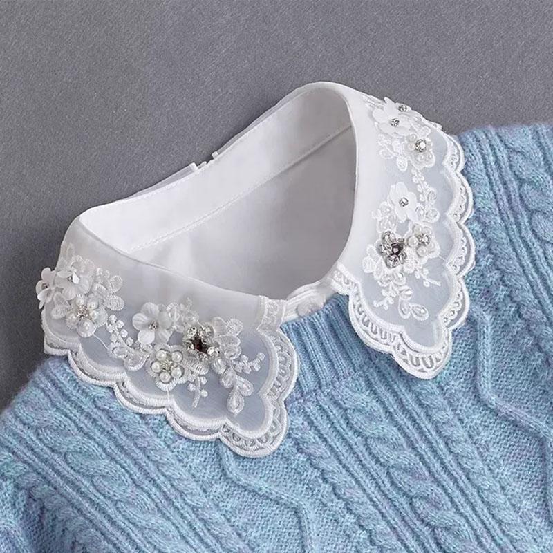 Białe Sztuczne Kołnierzyki Dla Kobiet Krata Klapa Odpinany Kołnierzyk Koszula Koronka Stójka Fałszywy Kołnierzyk Kobieta Zdejmowany Krawat Nep Kraagie