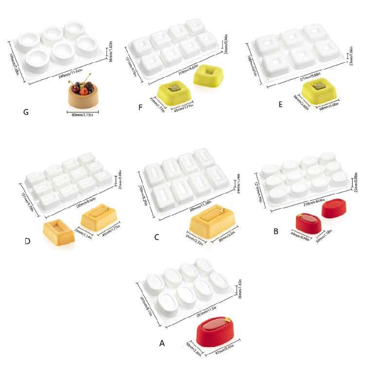 Mousse-Kuchen-Dekorationsformen Silikonformen Ovale Quadratische Schokoladenformen Feiertags-Dessert-Kuchenbackwerkzeug Antihaftbeschichtet