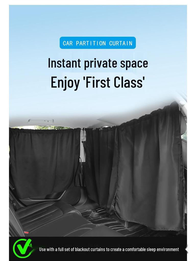 Car Interior Privacy and Sunshade Partition Curtain for Front/Rear Seat – Blackout Heat Insulation for Baby & Middle Seat
