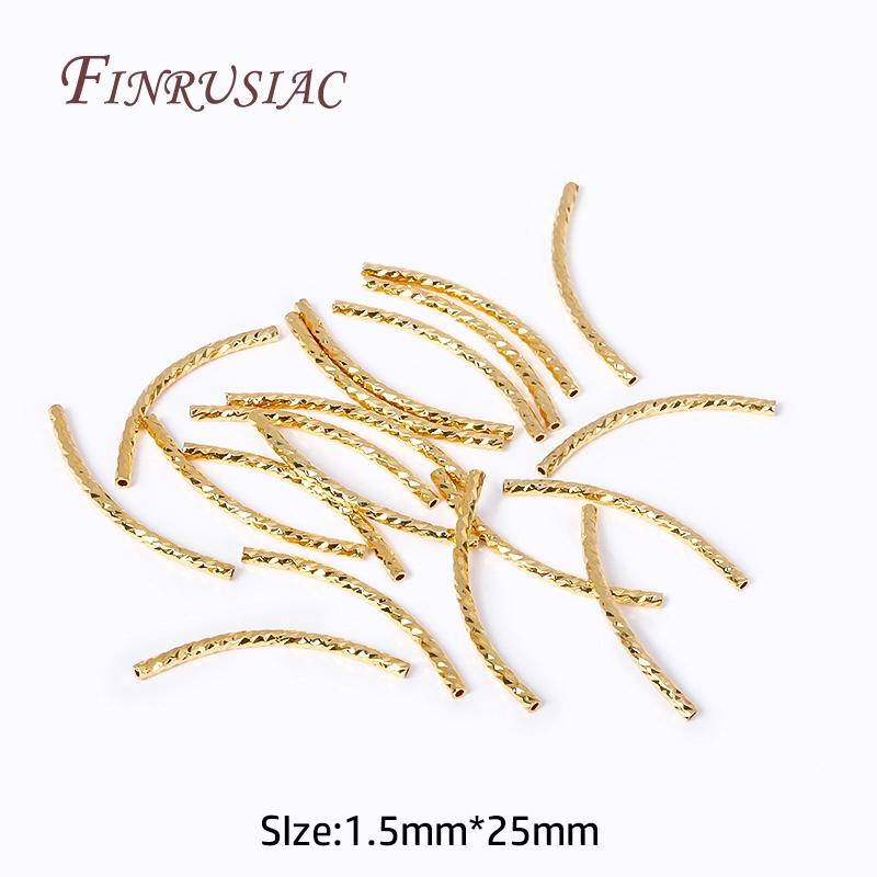 20/25/30MM Long Curved Tube Beads 18K Gold Plated Texture Tube Beads For DIY Bracelet Necklace Jewelry Making Supplies Accessory