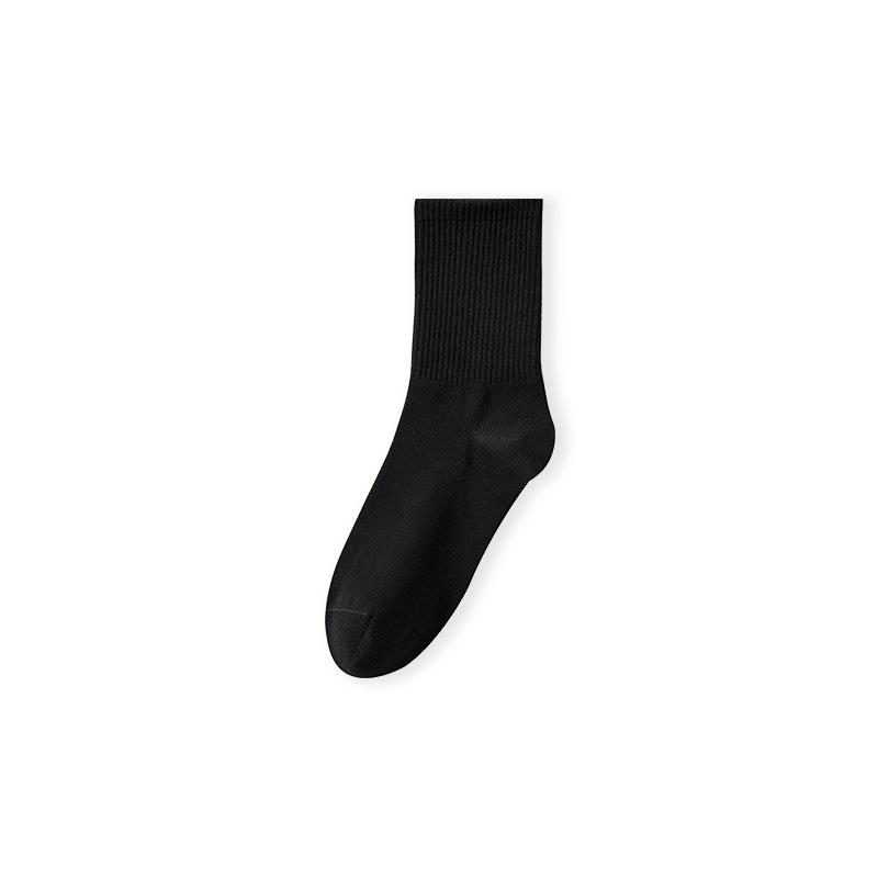 Pure Cotton Socks, Autumn and Winter Mid-tube Socks, Antibacterial and Sweat-absorbing Solid-color Antibacterial and Deodorizing Men's Cotton Socks