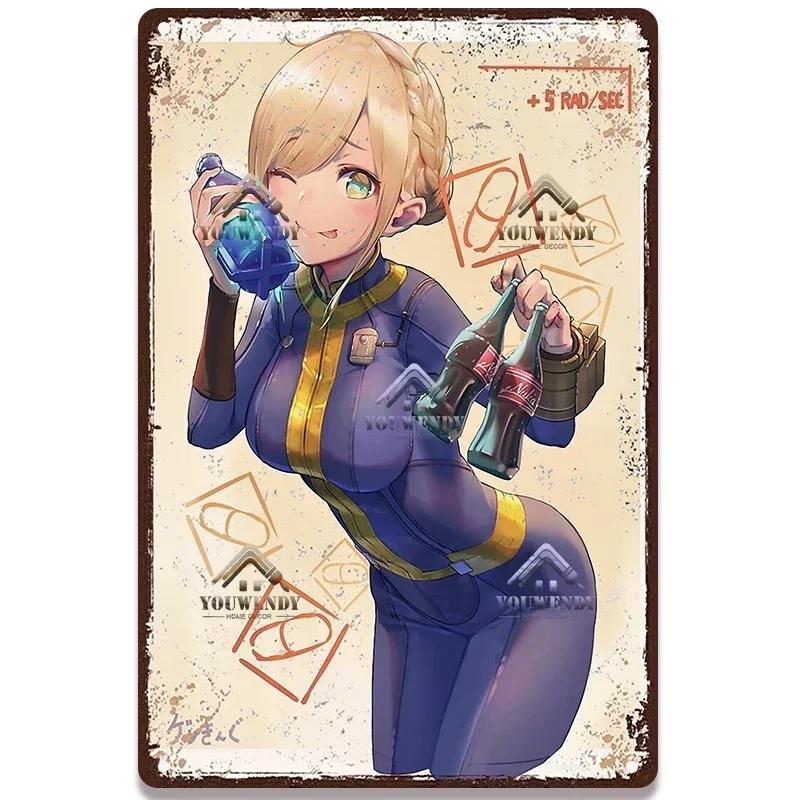 Nuka Cola Drink Posters Metal Sign - Ultimate Wall Decor for Pub Gaming Vibes, Retro Game-Themed Metal Art