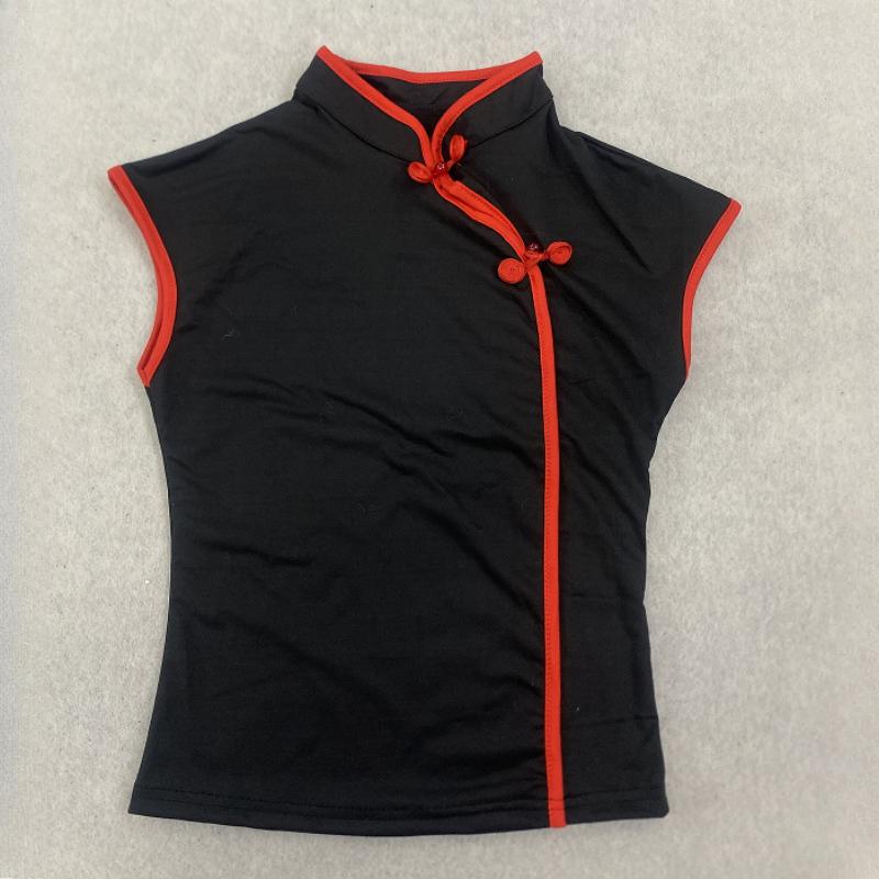 European and American Summer Retro Chinese Style Niche Buckle Women's Slim Fit Cheongsam Collar Top