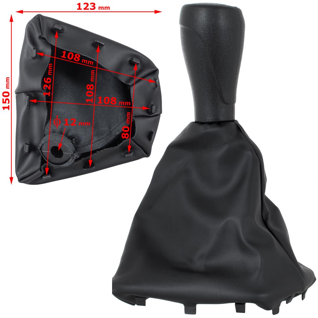 Fiat Qubo 08-16 Gear Knob Black with Gaiter, 5 Speed