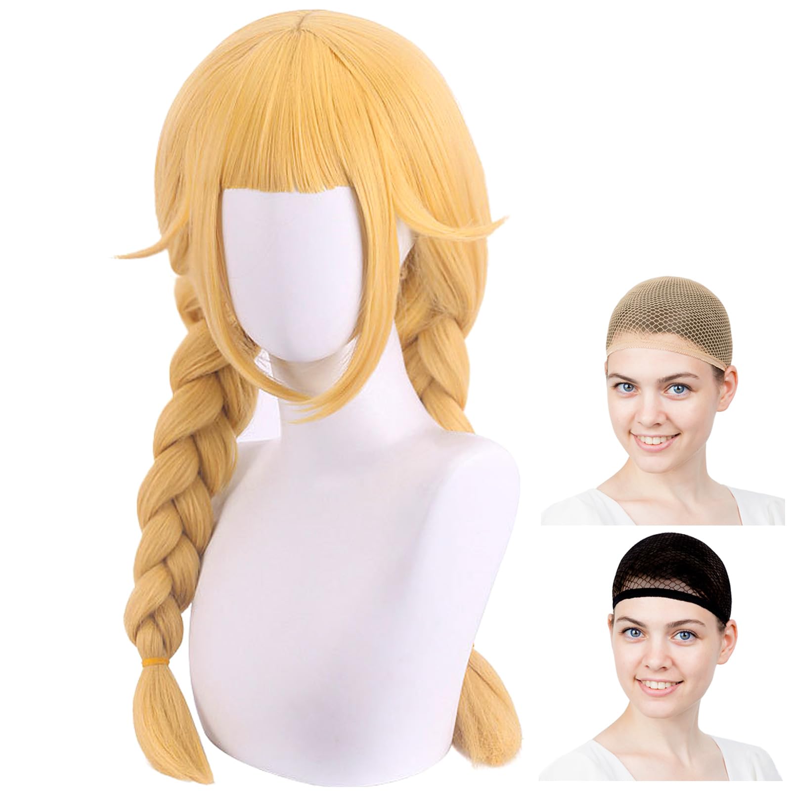 [CaseEden] Cosplay Wig, Full Wig, Heat Resistant, Long Hair, Braided, Gold Blonde WIG6001