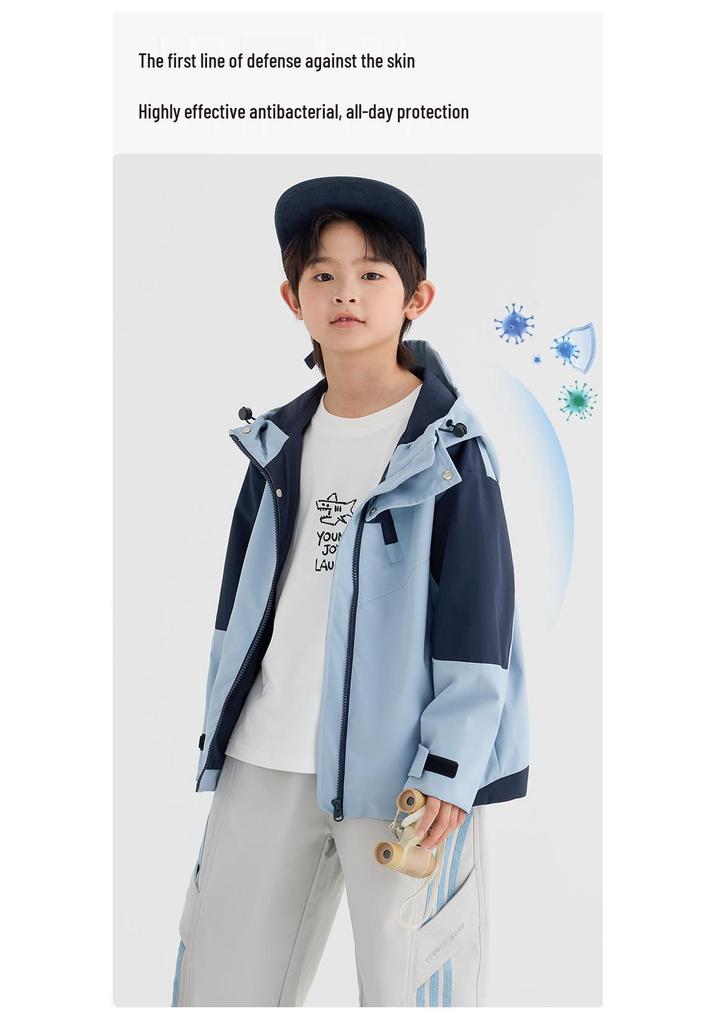 2026 Boys' Autumn Windproof Stain-Resistant Softshell Jacket - Waterproof, Comfortable Outdoor Sports Outerwear