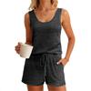 European and American Summer New Solid Color Vest Shorts Casual Fashion Knitted Pajamas Suit Women