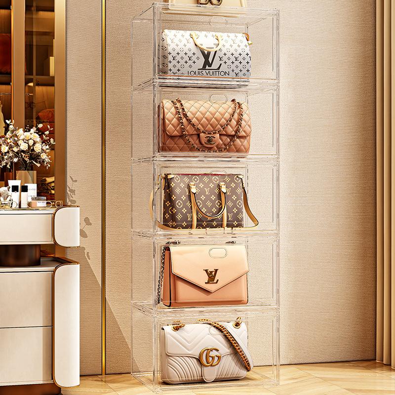 Large AJ Sneaker Organizer Box Thickened Transparent Shoe Box with Magnetic Closure Stackable Multi-Layer Shoe Storage Organizer