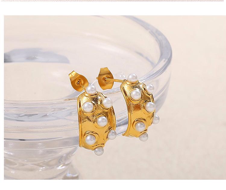 European & American Fashion C-Shaped Diamond Geometric Stainless Steel Earrings: Light Luxury, High-End Temperament