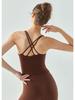 Women's Long Yoga Vest with Chest Pad, U-Neck, Tight-Fit, Beautiful Back, Sleeveless Fitness Sports Top