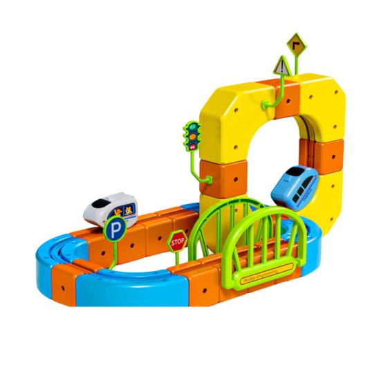 1 Set Çocuk Elektrikli Raylı Tren Oyuncak DIY Tren Yapı Bloğu Ray Yapım Kiti Küçük Çocuklar Erkek Kızlar Elektrikli Tren Ray Montaj Oyuncak