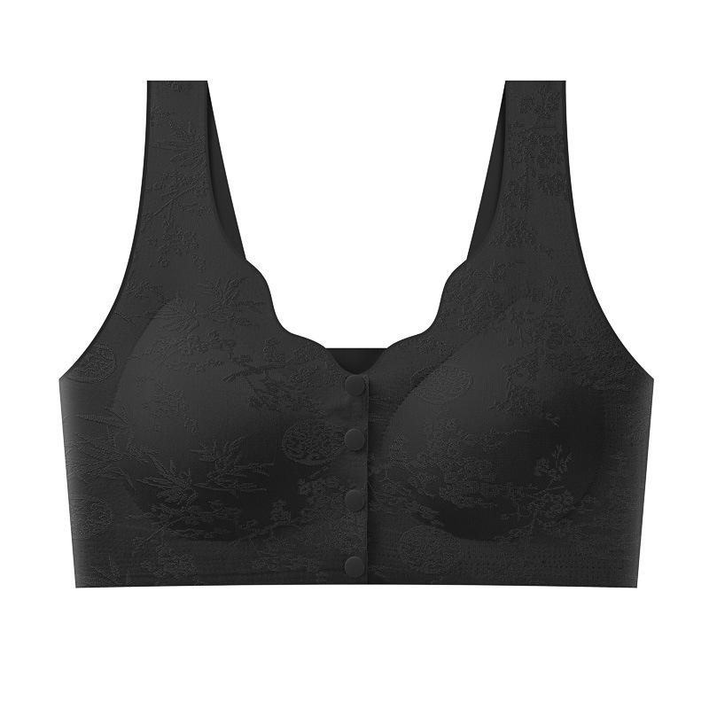 

Comfortable Breathable Wire-Free Chinese Jacquard Bra with Front Closure and Side Support L (100-120 jin)