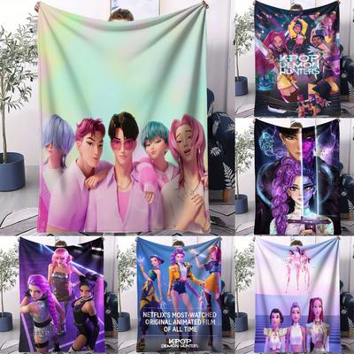 K-POP Huntrix & Saja Boys Flannel Blanket Hot Anime Throw Blanket for Home Living Room Travel Camping Office Napping Fan Gift
