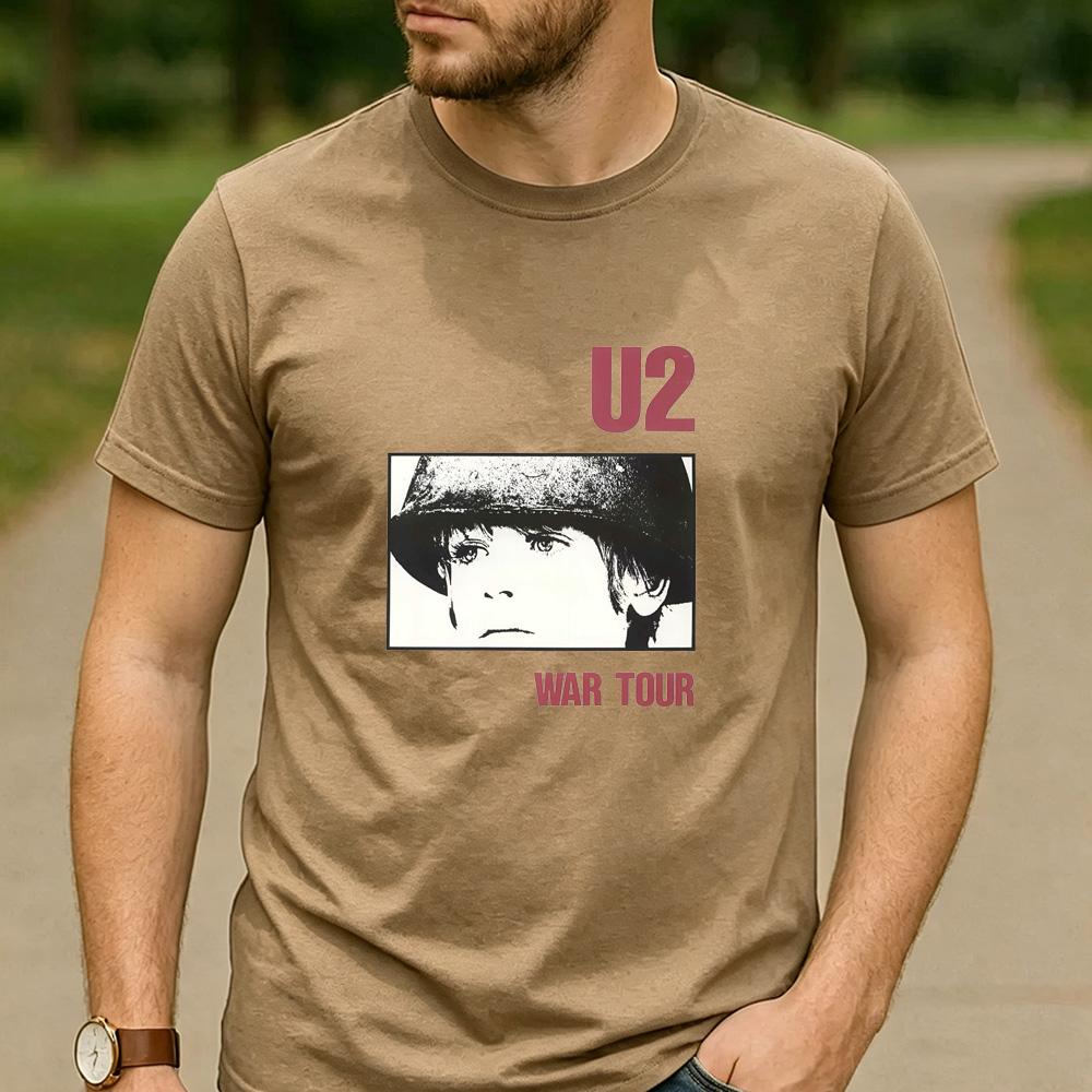 Vintage U2 War Tour Graphic T Shirt Unisex Cotton Short Sleeve Rock Band Music Fans Casual Tee Holiday Present