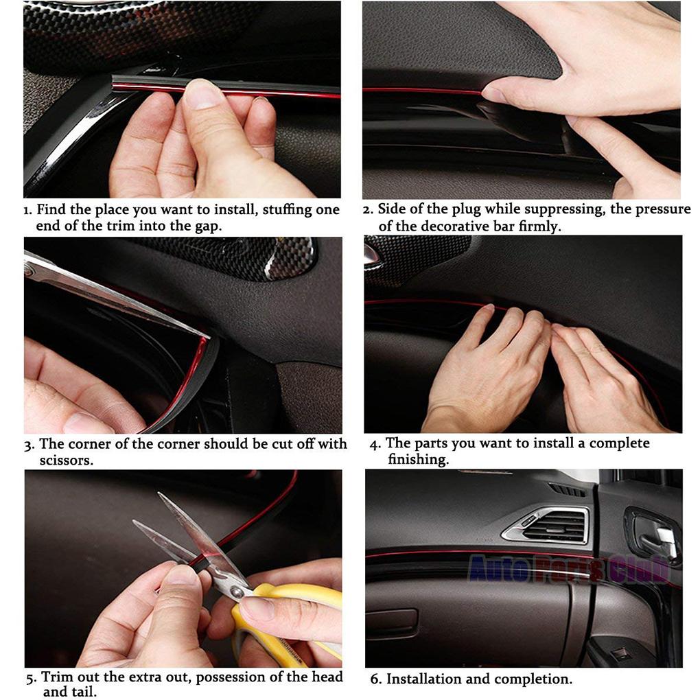 Car Interior Exterior Decoration Strip 5 Meters Inner Moulding Inner Moulding Trim Line Dashboard Door Panle Decor