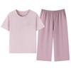 Pajamas with chest pads, women's summer modal short-sleeved cropped pants, summer thin cool cotton and silk loungewear set