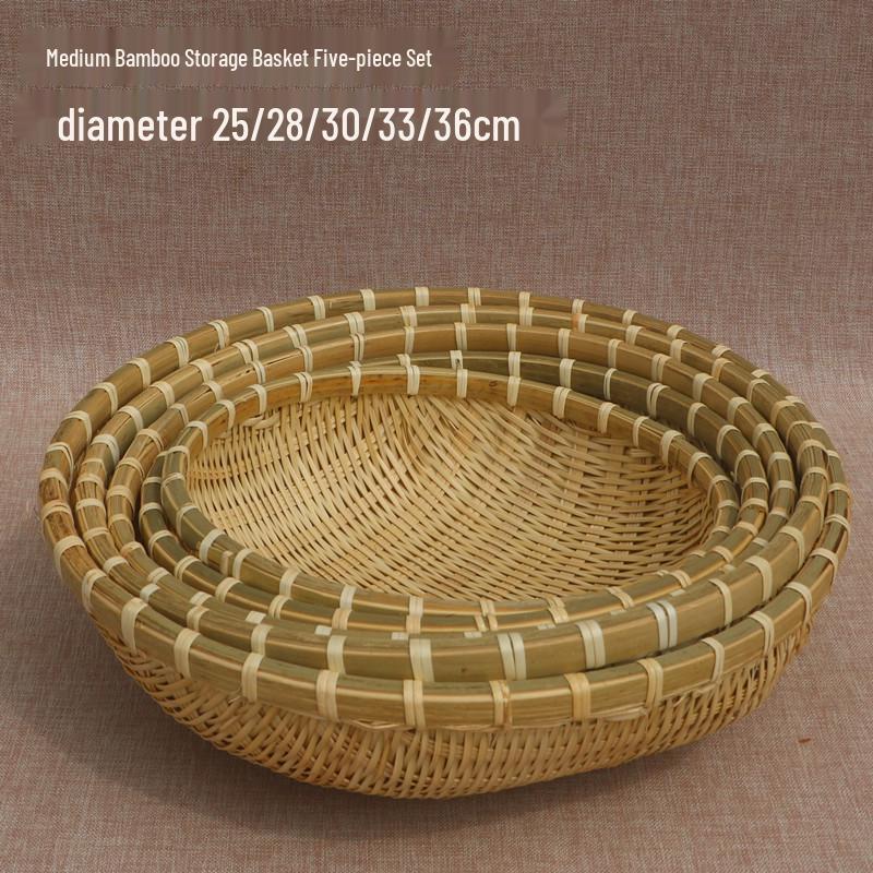 Round Handmade Bamboo Weaving Basket: Fruit, Vegetable, Washing, and Storage Sieve