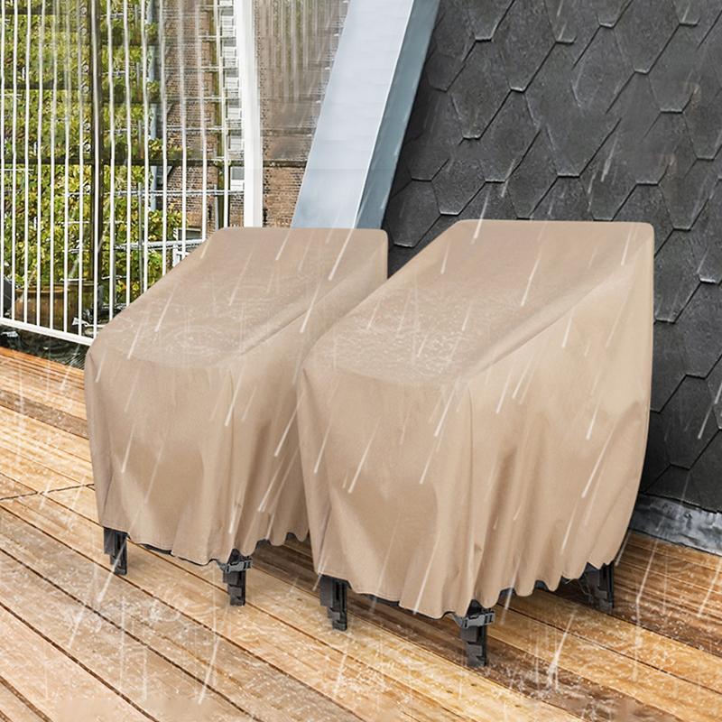 2PCS Outdoor Chair Protective Cover Oxford Cloth Chair Cover Khaki Waterproof Chair Covers 2-Pack Durable Outdoor Seat Protectors