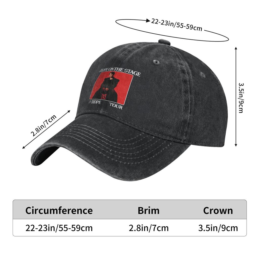 Hope on the Stage J-hope World Tour Men Women Baseball Caps  Denim Hats Cap Casual Outdoor Workouts Adjustable Fit Cap