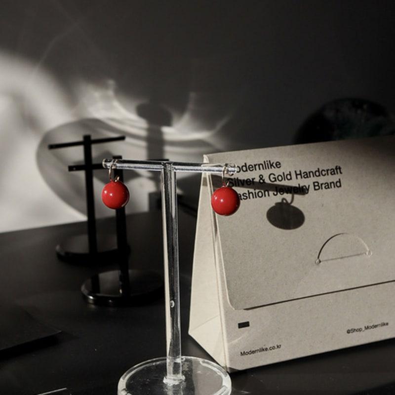 modernlike 14k coral red pearl hoop earrings