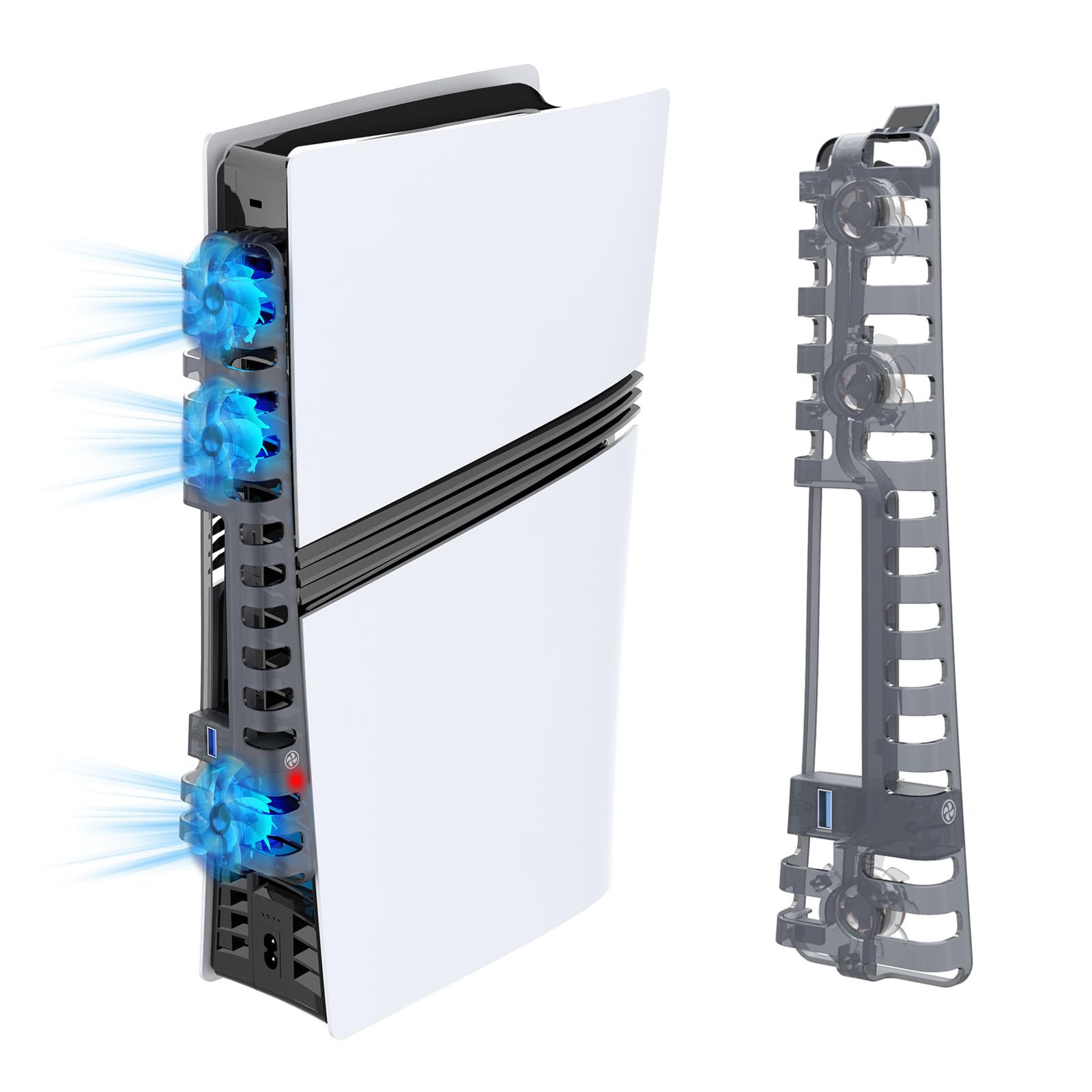 

Вентилятор охолодження для PS5 Pro Вентилятор охолодження для PS5 Slim реліз Автоматична температура Вентилятор охолодження для PS5 Slim регулювання швидкості вітру Світлодіодна підсвітка USB-порт Низький