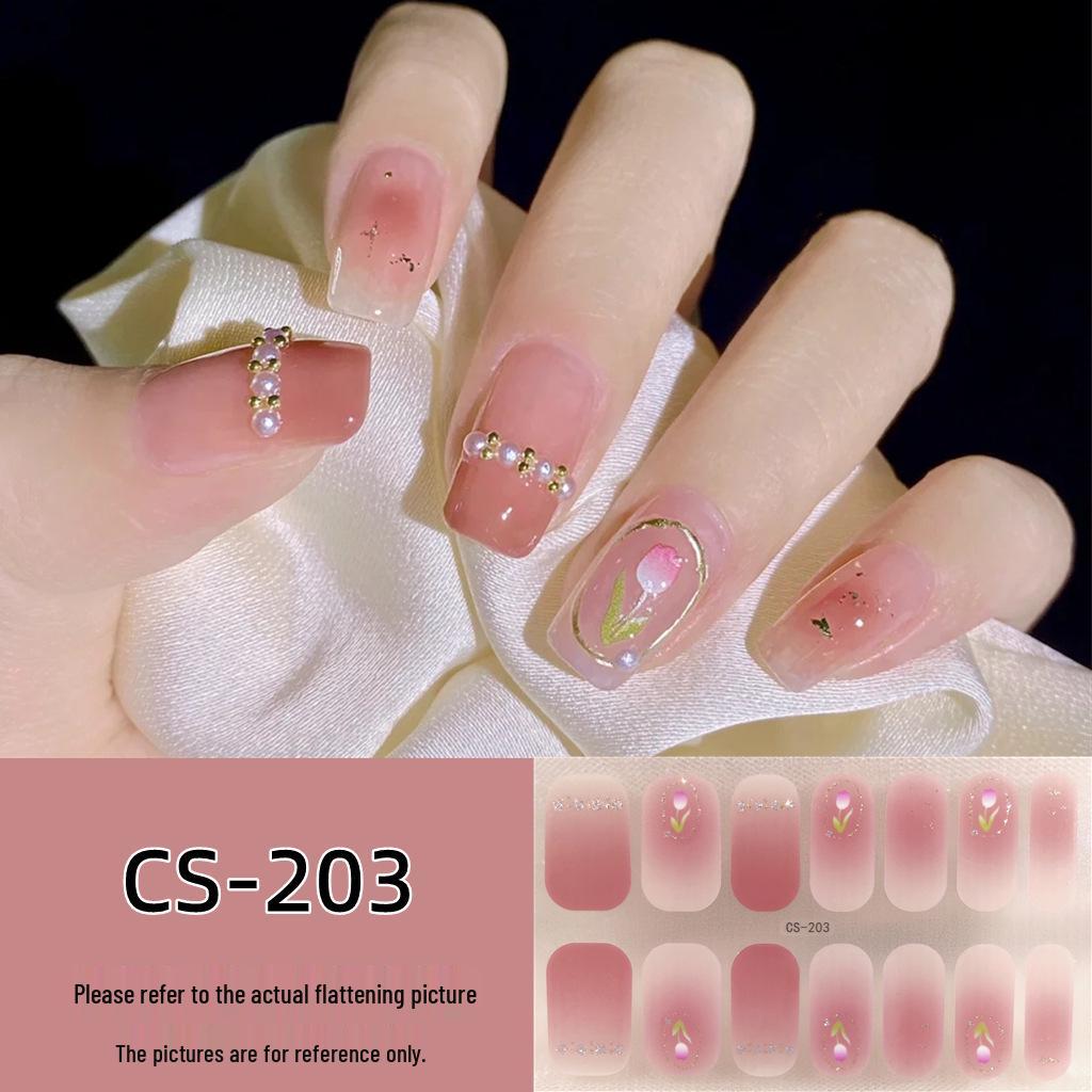 Waterproof Long-Lasting No-Bake 3D Gel Nail Stickers - Removable & Wearable Full-Cover Nail Polish Patches for Women