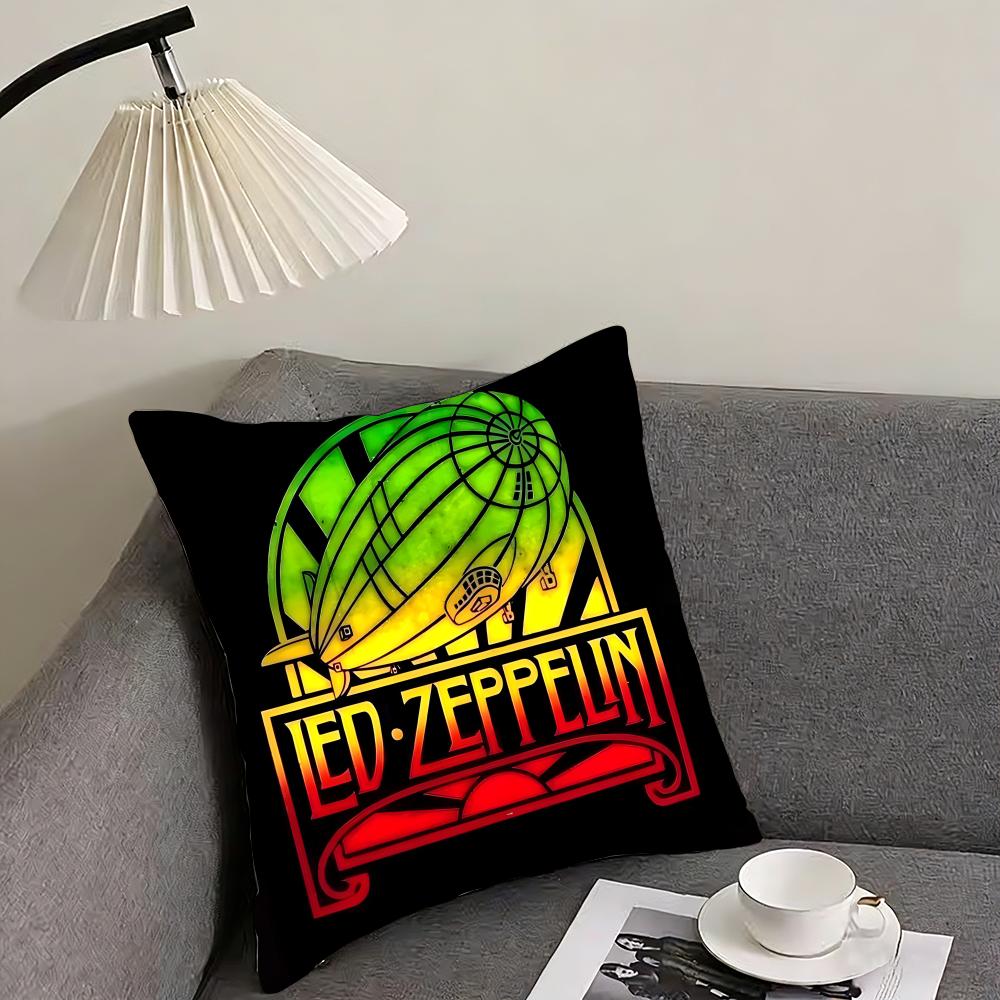 L-Led Zeppelinn Band Cushion Cover Pillowcase Ultra Soft Skin Friendly Fabric Cloud Like Comfort & Concealed Zipper