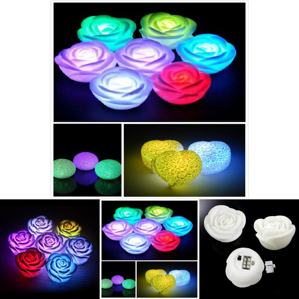 3 6 Style Pcsset Romantic Rose Led Lamp Flower Color Changed Lamp Light Wedding Light Decoration