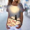 Cartoon Kätzchen Gedruckt frauen T-shirt Tops Sommer Mode Streetwear Slash Neck Casual Kurzarm Bluse Weibliche Harajuku Tees