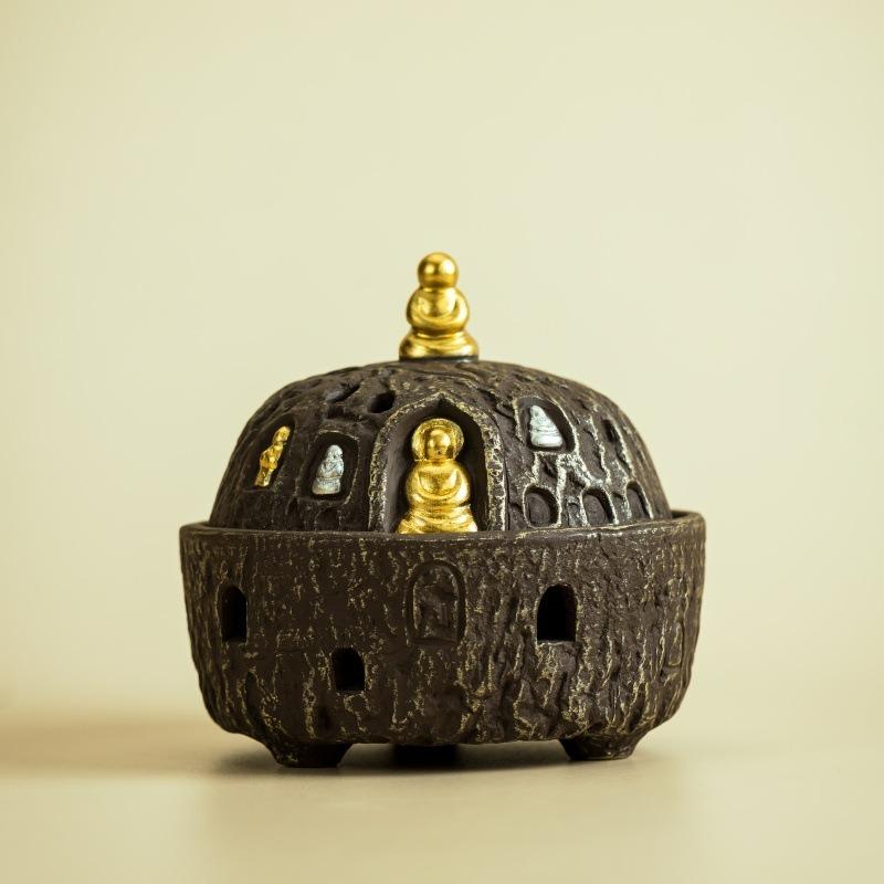 

Dunhuang Zen Buddha Coil Incense Burner Ceramic Incense Holder for Sandalwood Agarwood Home Aromatherapy Desktop Decor Gift